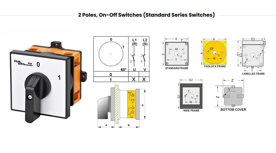 2 Poles,on-off Switches