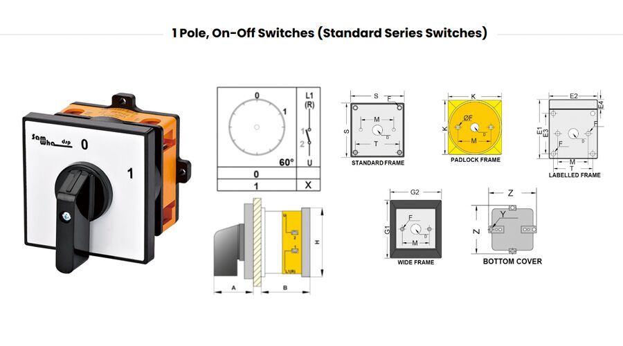 1 Poles,on-off Switches